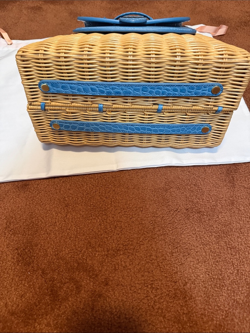 Pamela Munson Blue Croc-Embossed Lady Bag - Picture 2 of 7